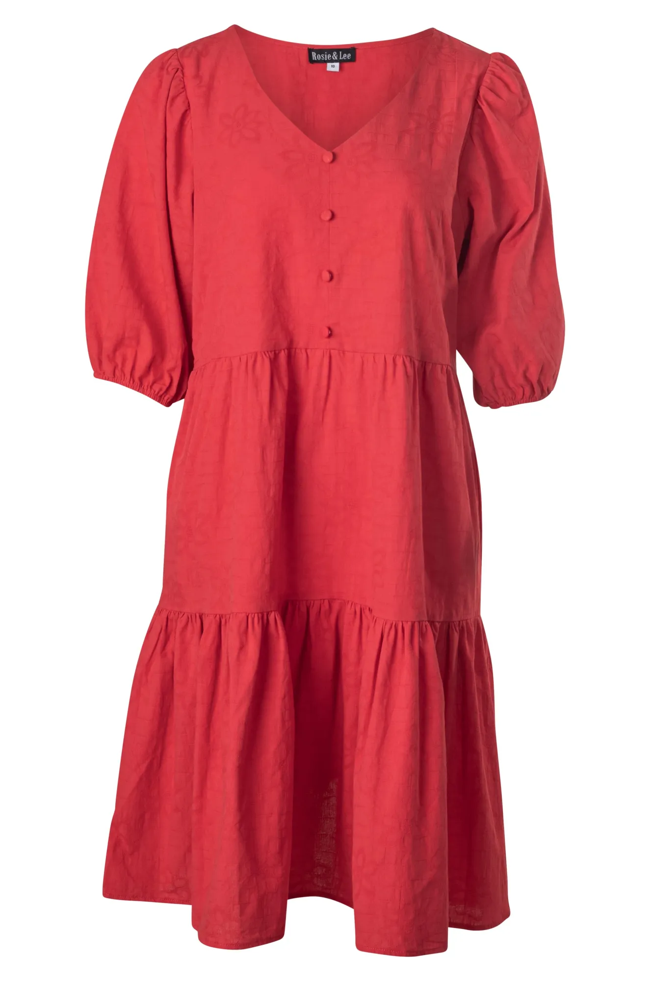 100% Cotton Short Dress | RED | 6126A1