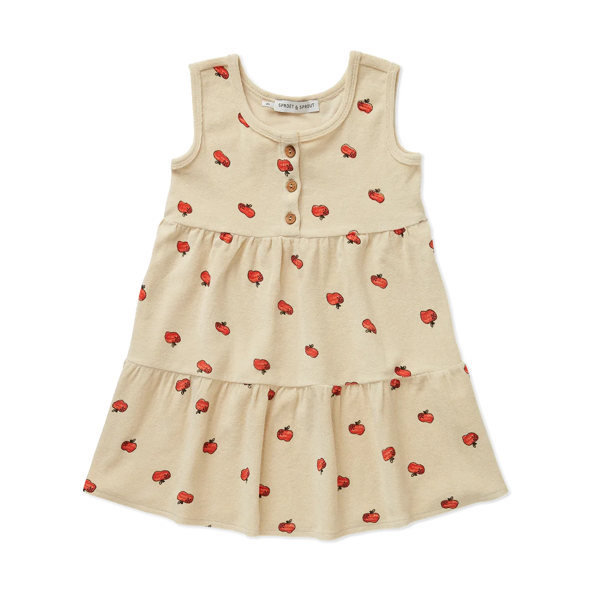 1717-TERRY DRESS APPLE PRINT-Sesame