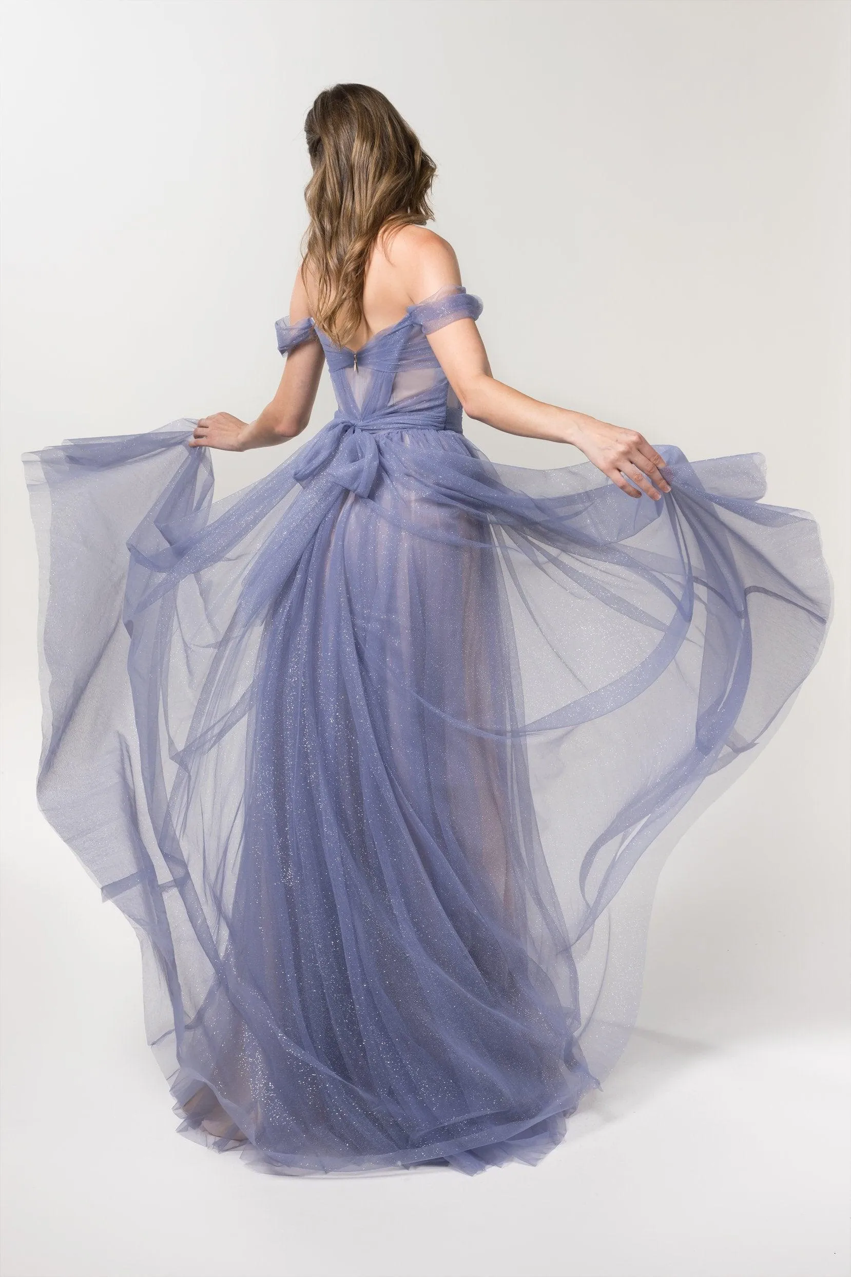 A-Line Floor Length Sparkling Tulle Bridesmaid Dress Formal Dresses CB0608PS