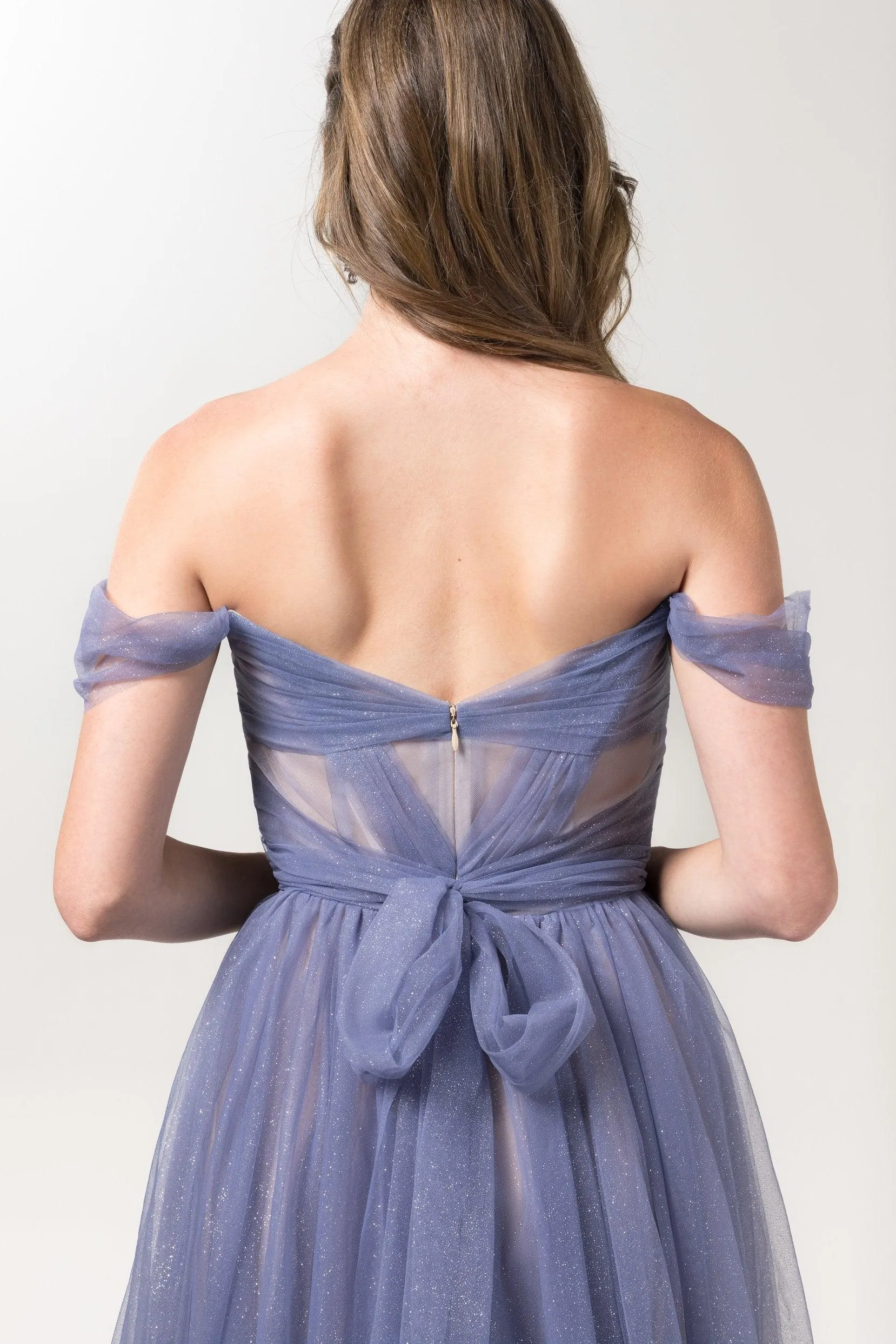 A-Line Floor Length Sparkling Tulle Bridesmaid Dress Formal Dresses CB0608PS