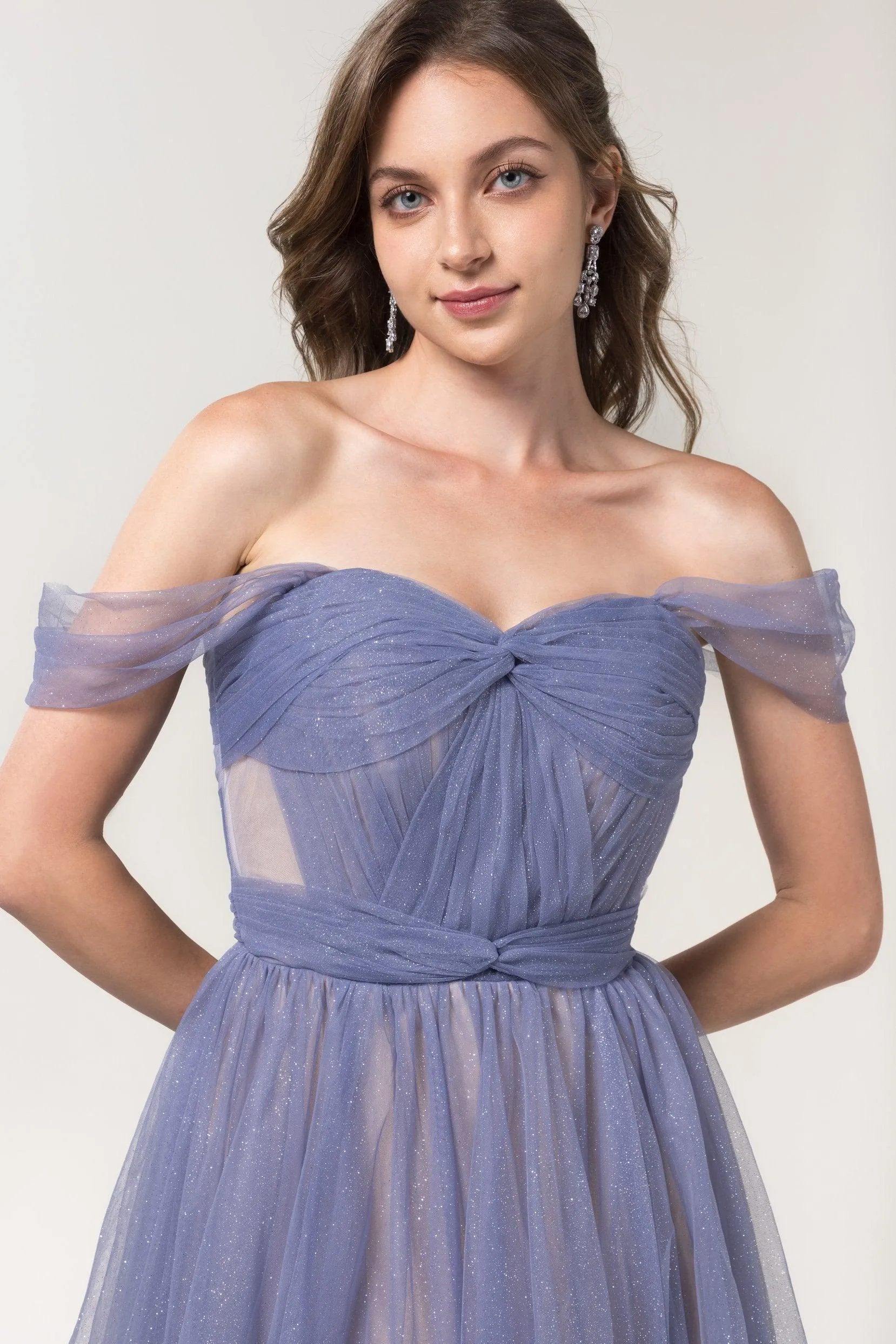 A-Line Floor Length Sparkling Tulle Bridesmaid Dress Formal Dresses CB0608PS