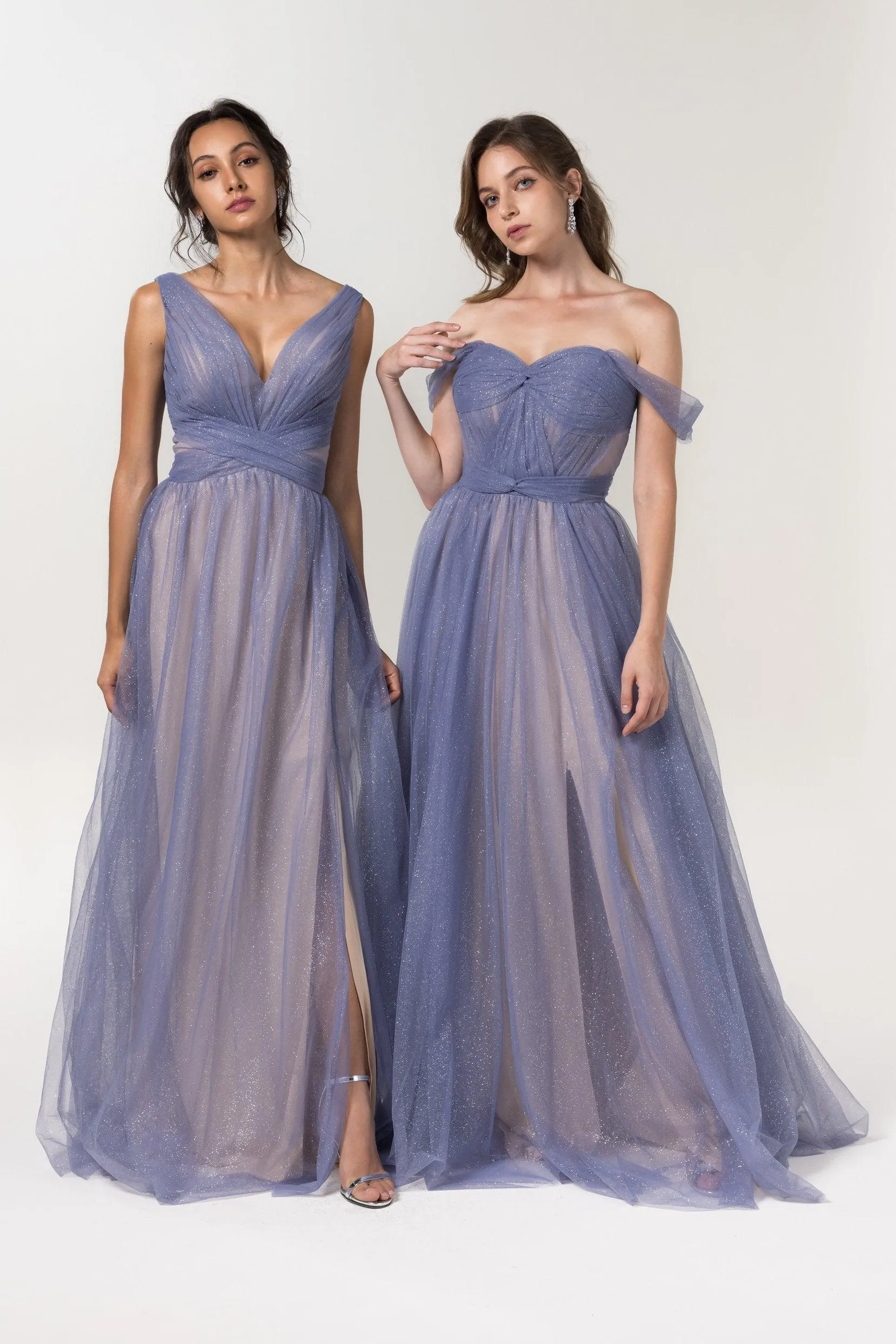 A-Line Floor Length Sparkling Tulle Bridesmaid Dress Formal Dresses CB0608PS
