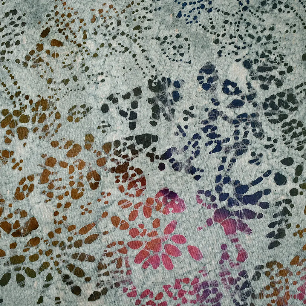 Abstract Dot Floral Batik Rayon Shirting Grey/Multi