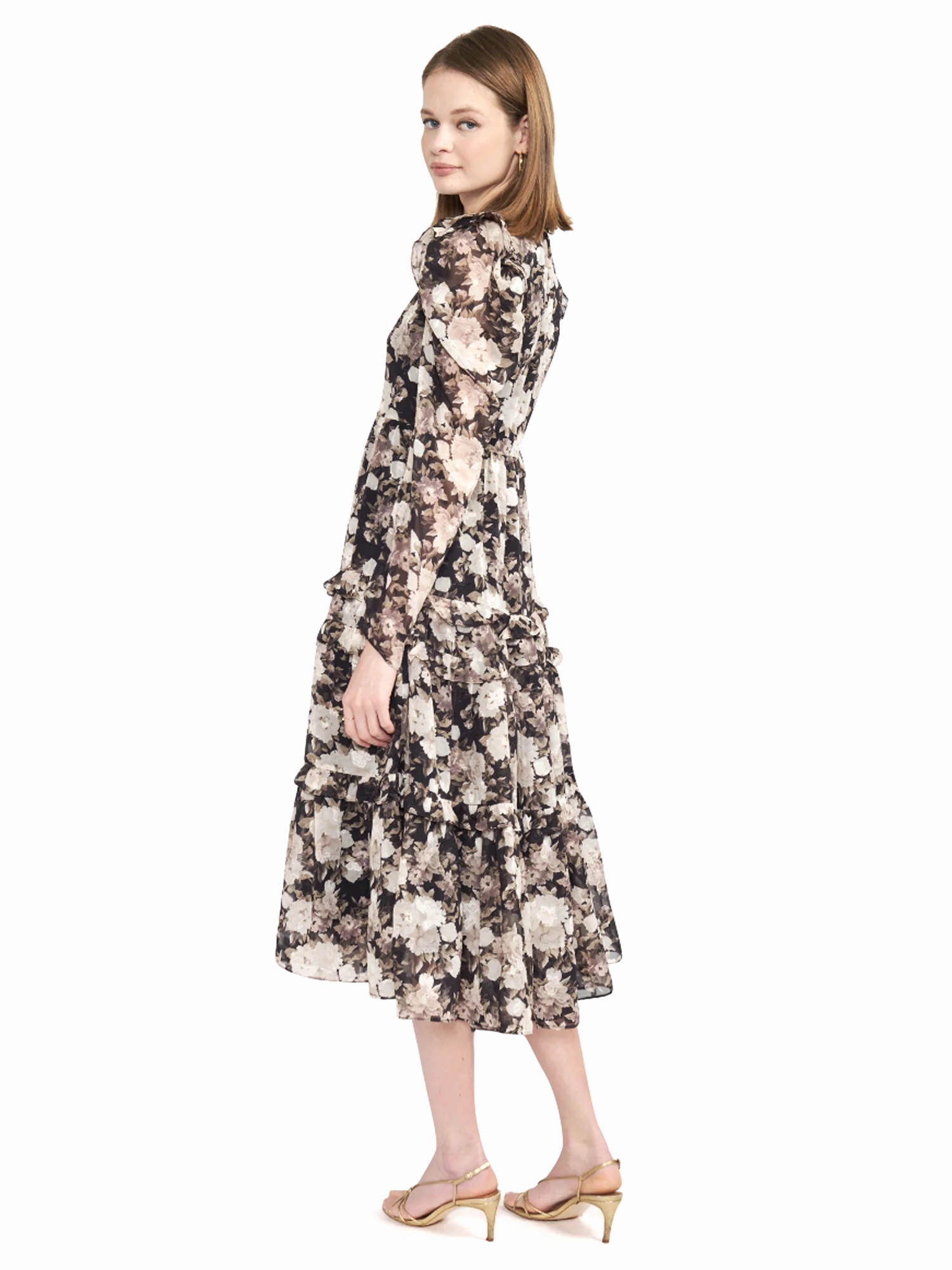 En Saison Printed Tiered Midi Dress