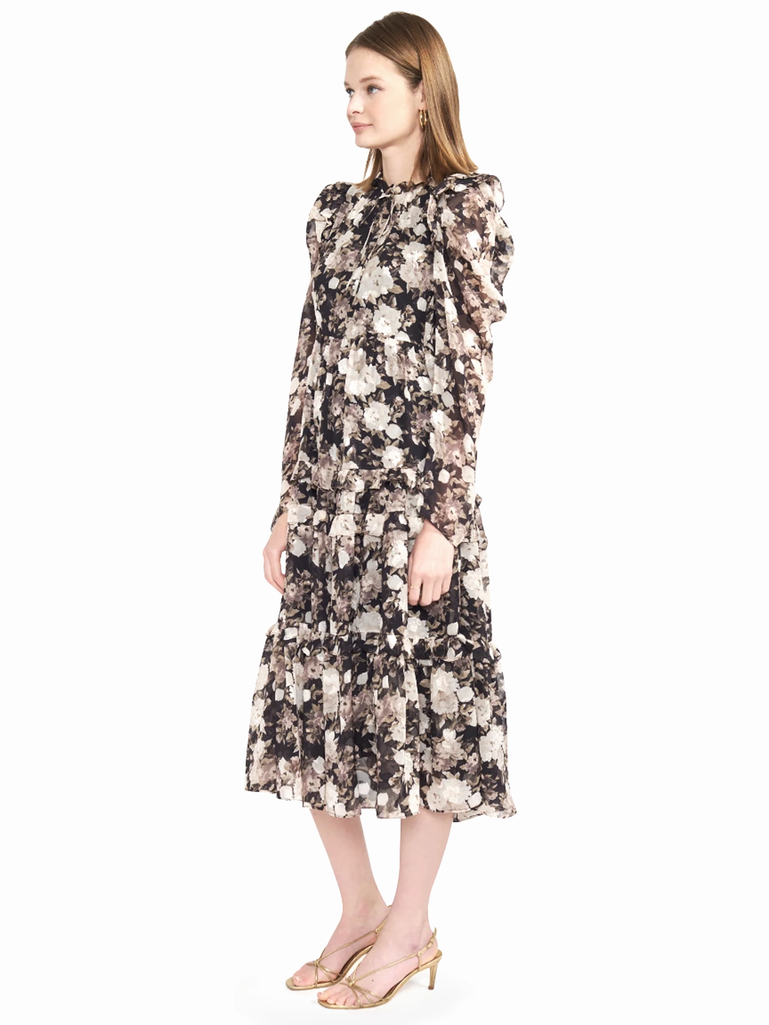 En Saison Printed Tiered Midi Dress