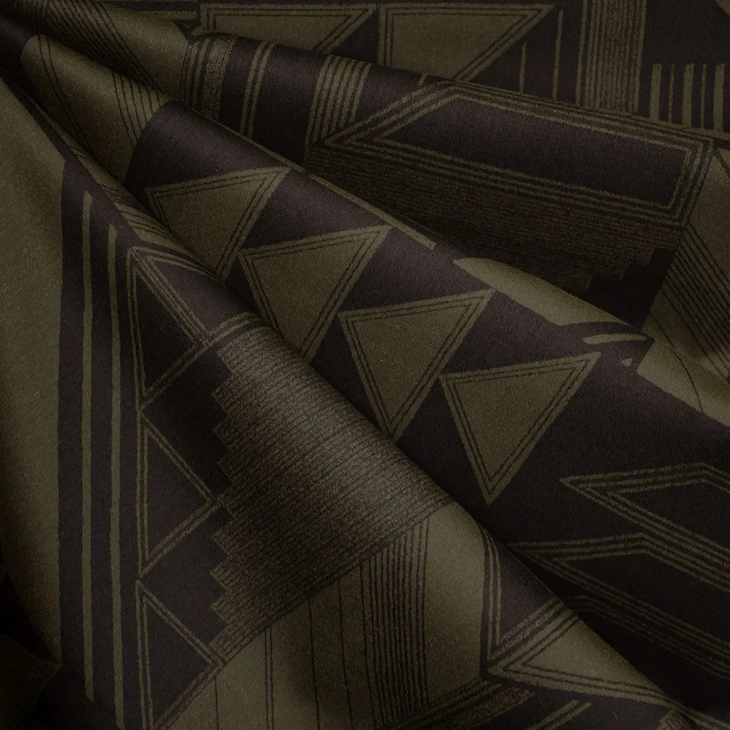 Japanese Patchwork Geometric Cotton Rayon Lawn Olive/Black