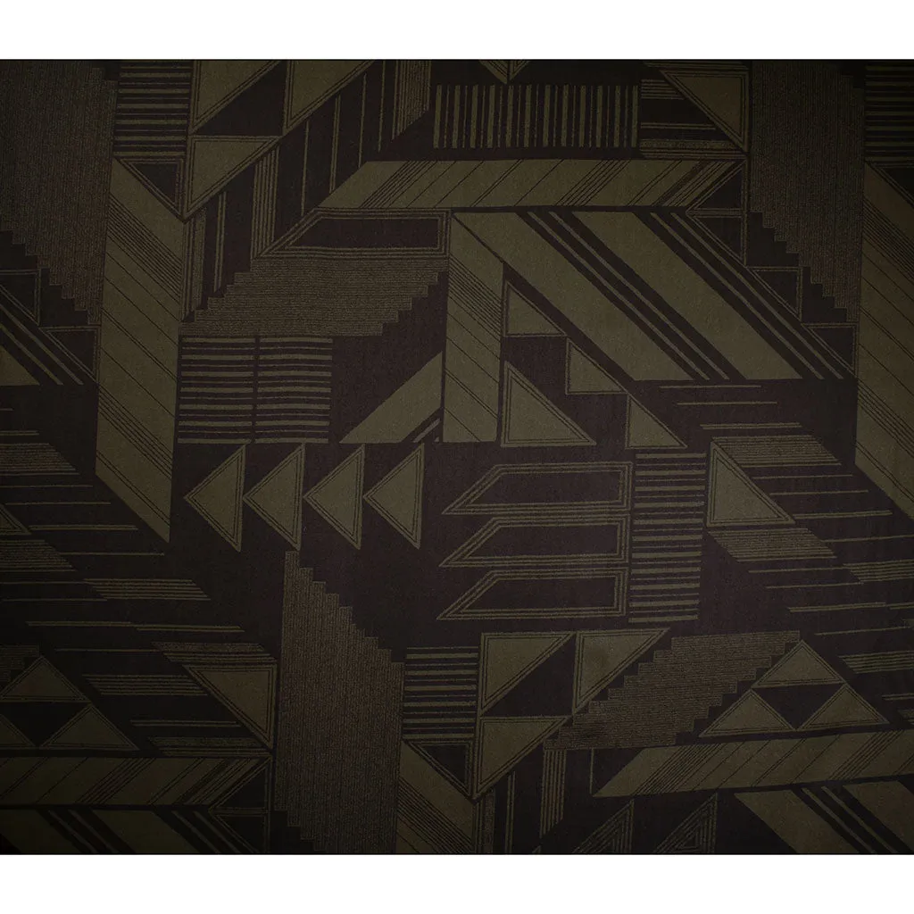 Japanese Patchwork Geometric Cotton Rayon Lawn Olive/Black