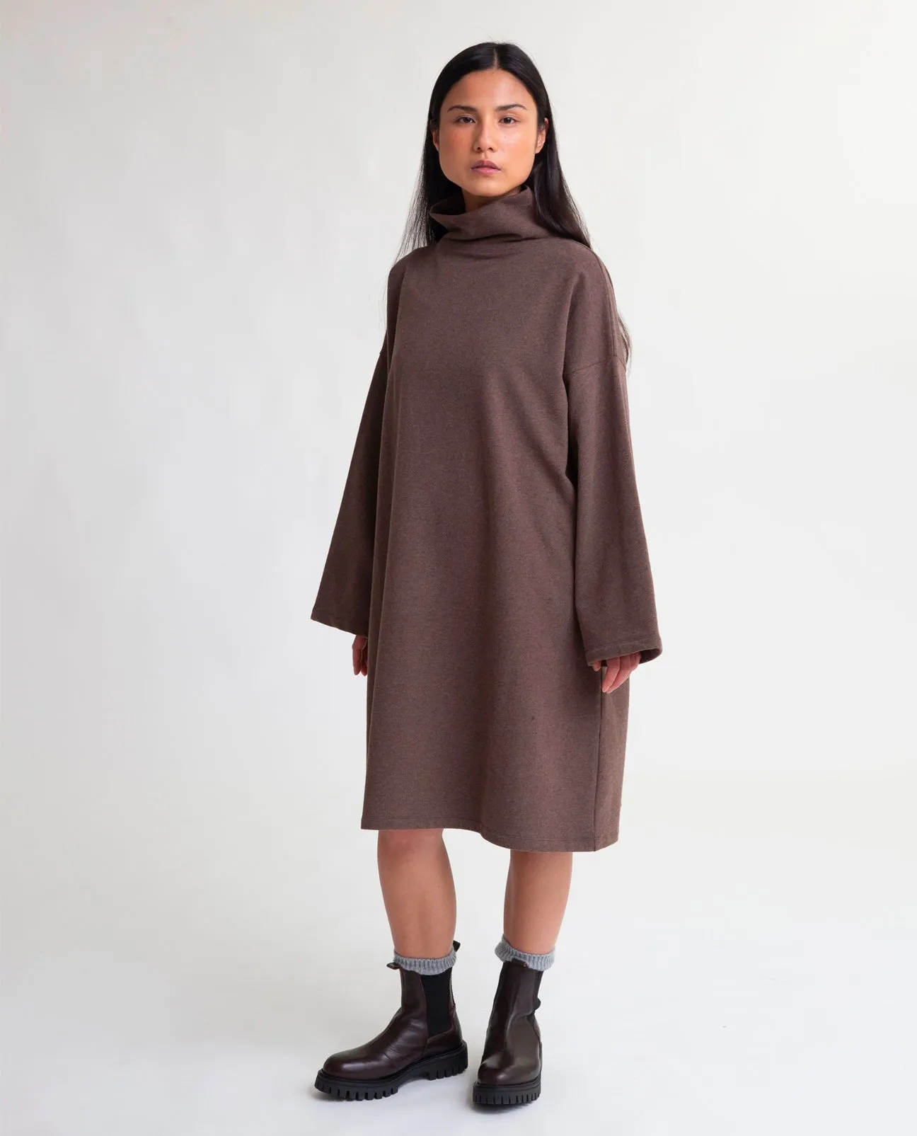 Xena Organic Cotton Dress In Brown Marl