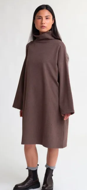 Xena Organic Cotton Dress In Brown Marl